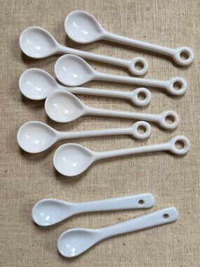 Small Porcelain Ceramic Spice Jar Spoons 9